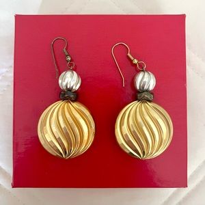 Vintage Double Circle Silver and Gold Earrings